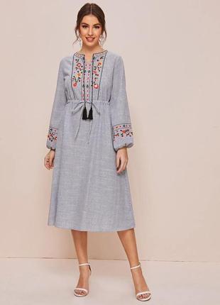 Трендова сукня плаття вишиванка в етнічному стилі бренд shein1 фото