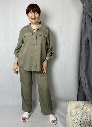 Рубашка женская базовая олива modna kazka mkln201-21 фото