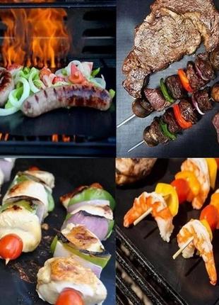 Bbq grill sheet гриль мат портативный антипригарным покрытием 33 х 40 см для овощей, мяса, морепродуктов bf