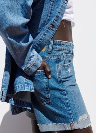 1975 джинсові шорти zara з високою талією mom fit4 фото