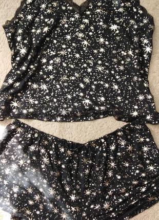 Фирменная яркая, оригинальная новая пижама черная с золотом victoria's secret, оригинал