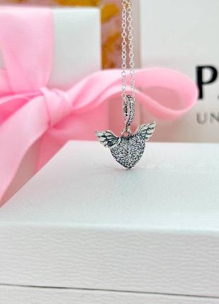 Серебряное ожерелье кулон подвеска колье крылья ангелика пандора pandora1 фото