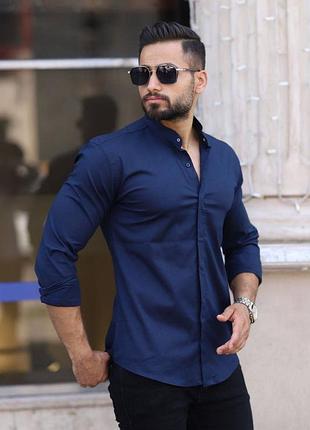 Топовая трендовая рубашка с воротником стойка качественная мужская рубашка с длинными рука...