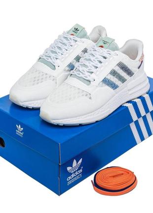 Кросівки чоловічі / жіночі білі замшеві adidas zx 500 white