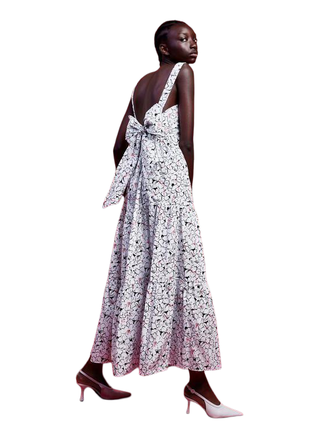 Стильна сукня плаття міді відкриті плечі квітковий принт ззаді бантzara