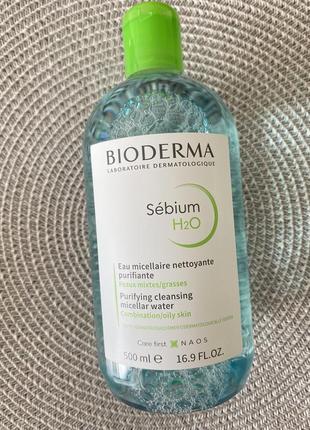 Bioderma sebium н2о очищающая мицеллярная вода для лица, для жирной и комбинированной кожи, 500 ml