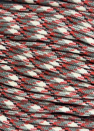 Паракорд camo gray-red-white- black paracord 550 (1 метр) нейлоновый шнур