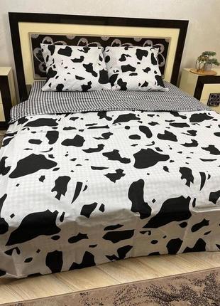 Полуторный комплект постельного белья бязь gold натуральный двухсторонний 101 долматинец черно - белого цвета