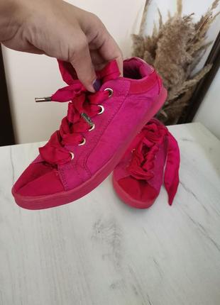 Повна ліквідація ❗круті атласні рожеві кросівки широкий шнурок