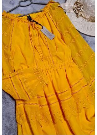 Желтое шифоновое платье с вышивкой y.a.s5 фото