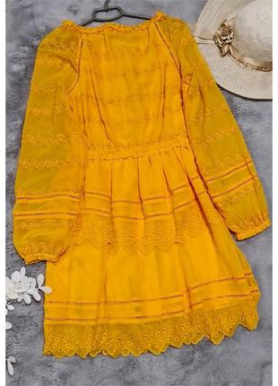 Желтое шифоновое платье с вышивкой y.a.s3 фото