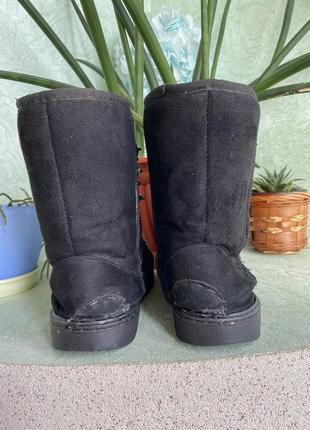 Женские теплые зимние угги угги угги из эко замши валянки черные с бусинами вышитые...