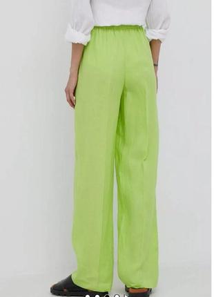 Зеленые брюки широкие лен зара3 фото