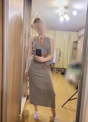 Длинное платье сарафан с разрезом хлопок7 фото