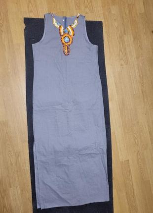Длинное платье сарафан с разрезом хлопок4 фото