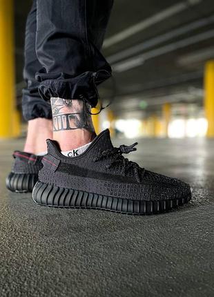 Кросівки чоловічі / жіночі чорні adidas color yeezy boost 350 v2 static black reflective