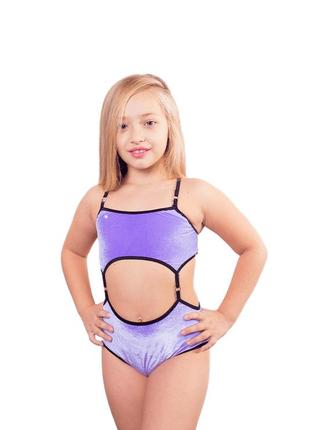 Комплект pole dance детский с подтяжками фиолетовый (0665)