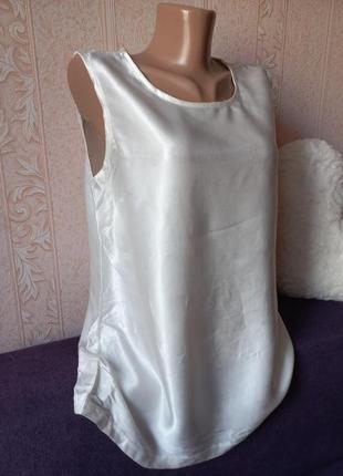 😍 новая! шикарная  жемчужная блуза майка шелковая xl premium2 фото