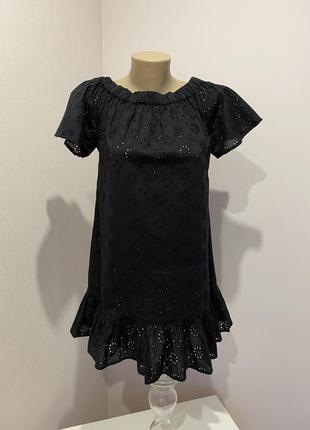Платье -туника блуза чорная с прошвы