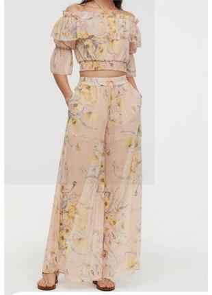 Костюм літній шифоновий h&m широкі штани + топ