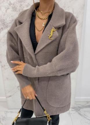 Стильний жіночий кардиган альпака кольору мокко, теплий жіночий кардиган3 фото