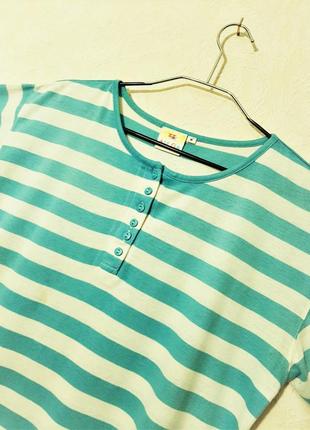 Летняя кофточка трикотажная в полоску голубая белая прямая футболка женская короткие рукава большой3 фото