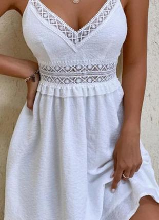 Белое легкое сарафан платье8 фото