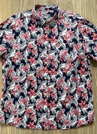 Мужская хлопковая рубашка гавайка с тропическим принтом house of fraser2 фото
