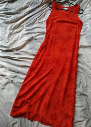 🍀 яскраво-червоний сарафан плаття в підлогу