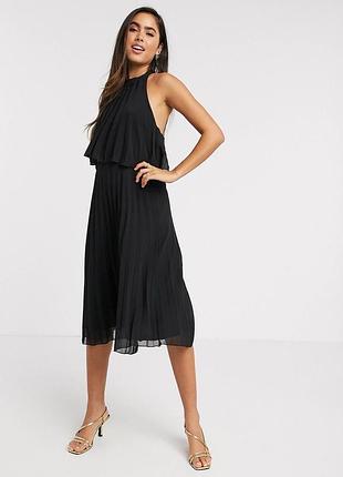 Плиссированное платье-миди с халтером и завязкой asos uk 12