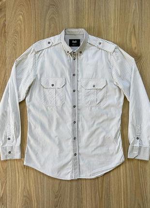 Мужская хлопковая классическая рубашка в полоску dolce & gabbana