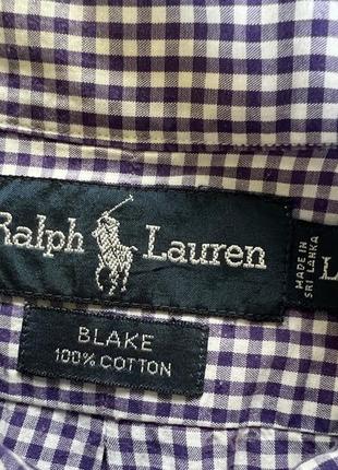 Мужская хлопковая классическая рубашка с длинным рукавом ralph lauren5 фото