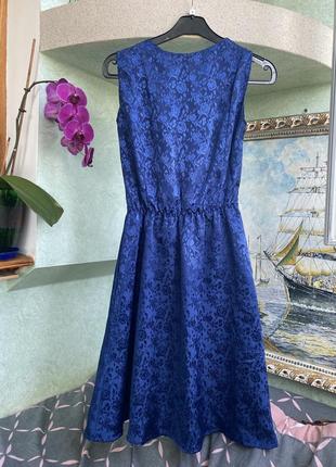 Женское летнее нарядное красивое нарядное платье с цветочным узором синяя2 фото