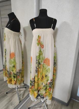 Легка невагома сукня плаття з шифону в квіти сток нова максі sing & smile бренд етно бохо