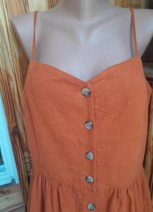 Стильное натуральное оранжевое платье2 фото