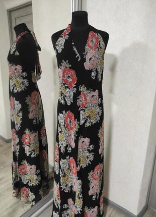 Доага максі сукня плаття сарафан zara в квіти з чокером шифоновий сток новий
