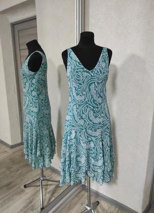 Mari philippeшифоновое бирюзовое нежное платье сарафан платья в принт цветы1 фото