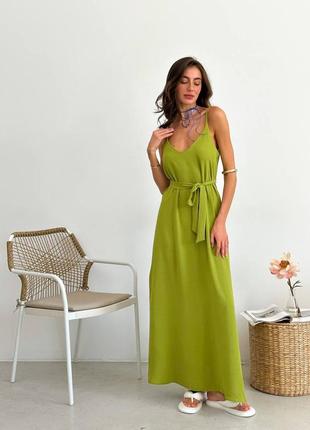 Сукня комбінація оливкового кольору