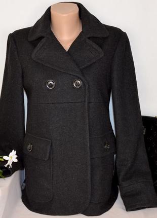 Брендовое черное демисезонное пальто с карманами gap вьетнам шерсть этикетка2 фото