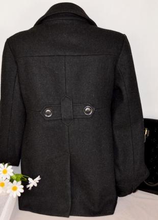 Брендовое черное демисезонное пальто с карманами gap вьетнам шерсть этикетка3 фото