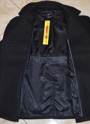 Брендовое черное демисезонное пальто с карманами gap вьетнам шерсть этикетка7 фото