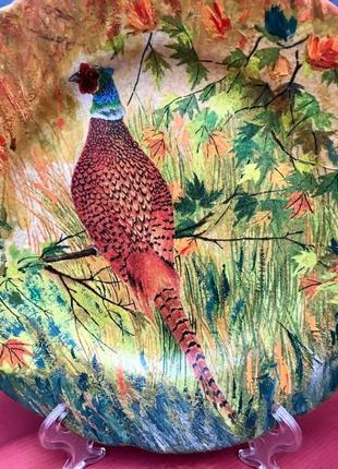 Декоративна тарілка «фазан»2 фото