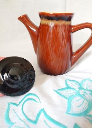 Чайничок кофейник керамика майолики, васильковская майолика3 фото