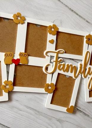 Фоторамка family совушки квіти і сердечка