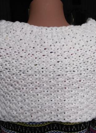 Белая вязаная манишка, шаль, шарф2 фото