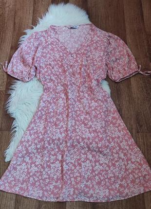 Платье сукня в цветочек объёмный рукав вискоза s/м(10)2 фото