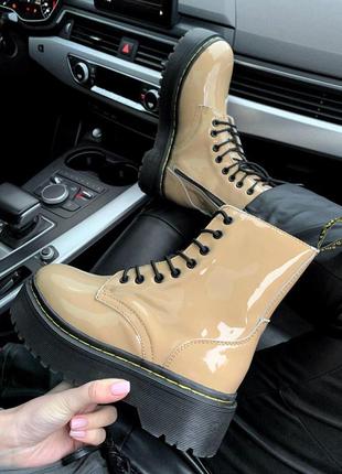 Шикарные меховые ботинки dr.martens jadon beige /осень/зима/весна😍