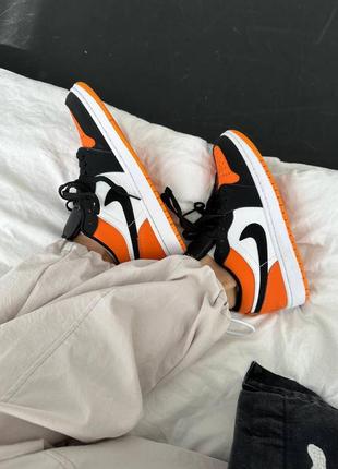 Кроссовки nike air jordan 1 low white black orange6 фото