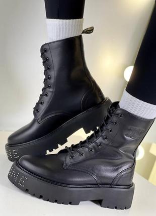 Черевики ботинки женские черные демисезонные осенние кожаные брендовые в стиле селин celine4 фото