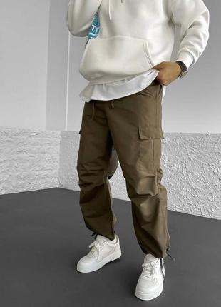 Трендовые брюки карго палермо с боковыми карманами стильные оверсайз1 фото